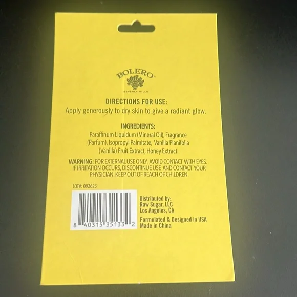 NIB Bolero Body Oil - Vanilla Bean & Honey 1 oz. - Picture 2 of 3